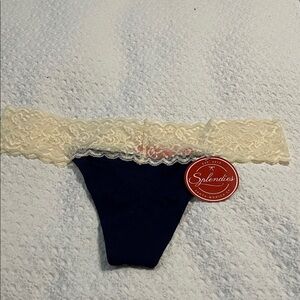 Splendies Navy and Cream Lace Panties
